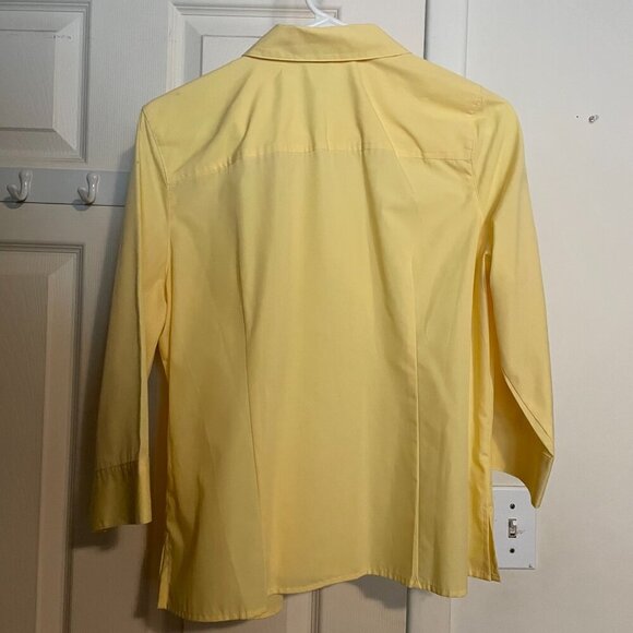 Womens Studio Works 3/4 Sleeve Button Down Blouse Yellow Size Medium Petite - Picture 3 of 4